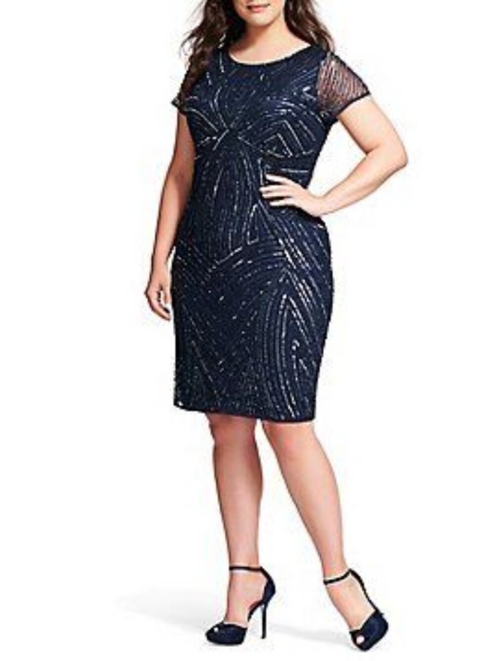 Adrianna Papell bright navy cocktail dress Plus size 24W